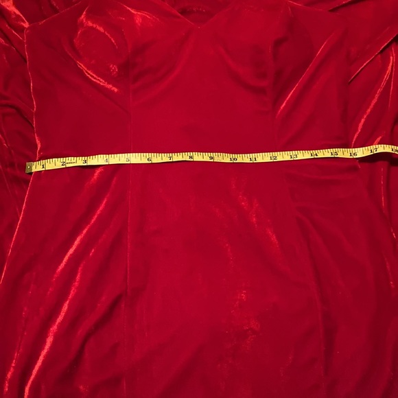 Hebeos| Sweetheart A-Long Red Mermaid Velvet Prom Dress| Sz M - Picture 9 of 15